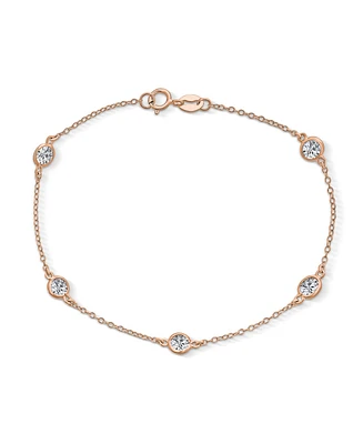 Bling Jewelry Elegant Delicate Cubic Zirconia Cz By The Yard Anklet Ankle Bracelet Sterling Silver 9-10"