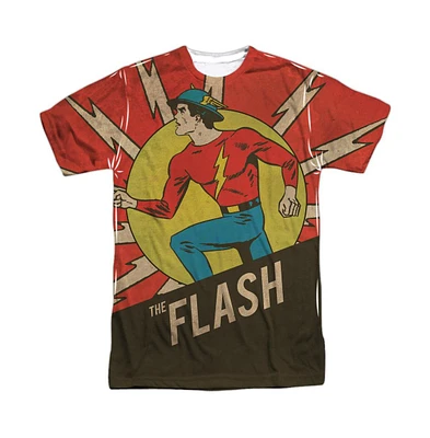 Flash Men's Dc Comics Vintage Comic Short Sleeve Adult Poly Crew Tee / T-Shirt