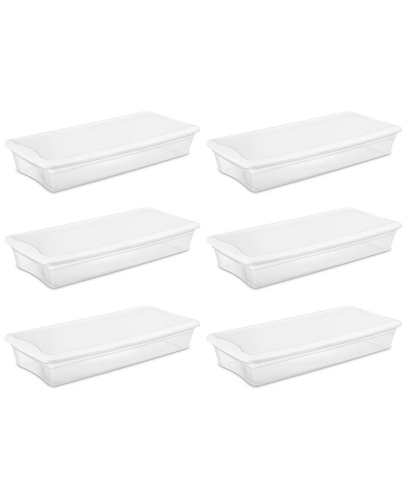 Sterilite 41 Quart Lightweight Under Bed Storage Box Container with Lid, 24 Pack