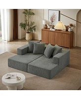 Chenille Sectional Sofa– Modern Upholstered Chaise with Plush Seating, Fixed Cushions, and Versatile Design for Living Room, Bedroom, Office, (