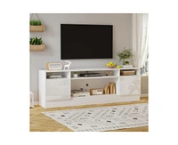 gaomon Tv Stand with Storage Place for Living Room, Television Stand with Open Sleves, Modern Entertainment Center with Led Light, Media Furniture wit