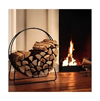 Slickblue Round Circular Hoop Firewood Log Storage Rack for Indoor/Outdoor Use