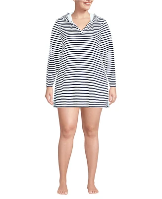 Lands' End Plus Terry Hooded Mini Swim Cover-up Dress