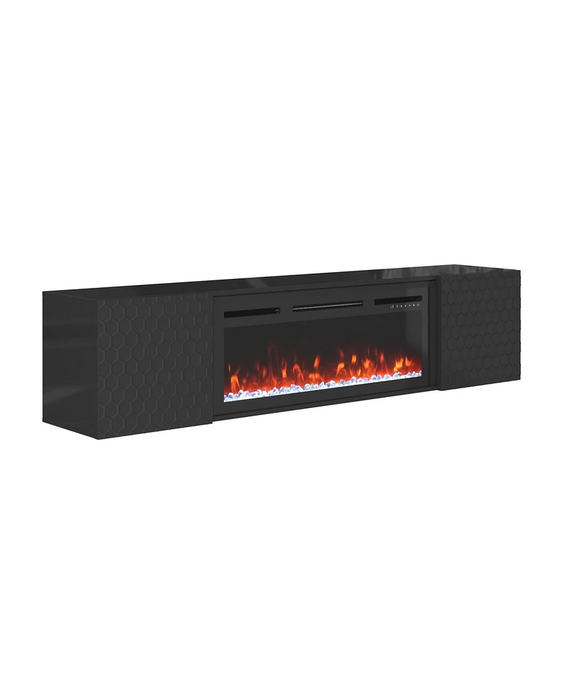 Boyel Living Wall Mounted Tv Stand with 36 inches Electric Fireplace Room Storage Table