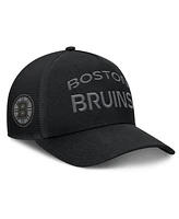 Fanatics Men's Black Boston Bruins Authentic Pro Road Stack Text A-Frame Adjustable Hat