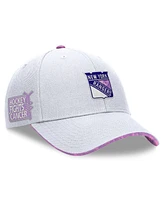 Fanatics Men's White New York Rangers Authentic Pro Hockey Fights Cancer Adjustable Hat