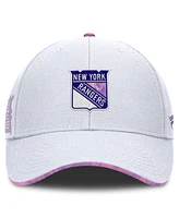 Fanatics Men's White New York Rangers Authentic Pro Hockey Fights Cancer Adjustable Hat