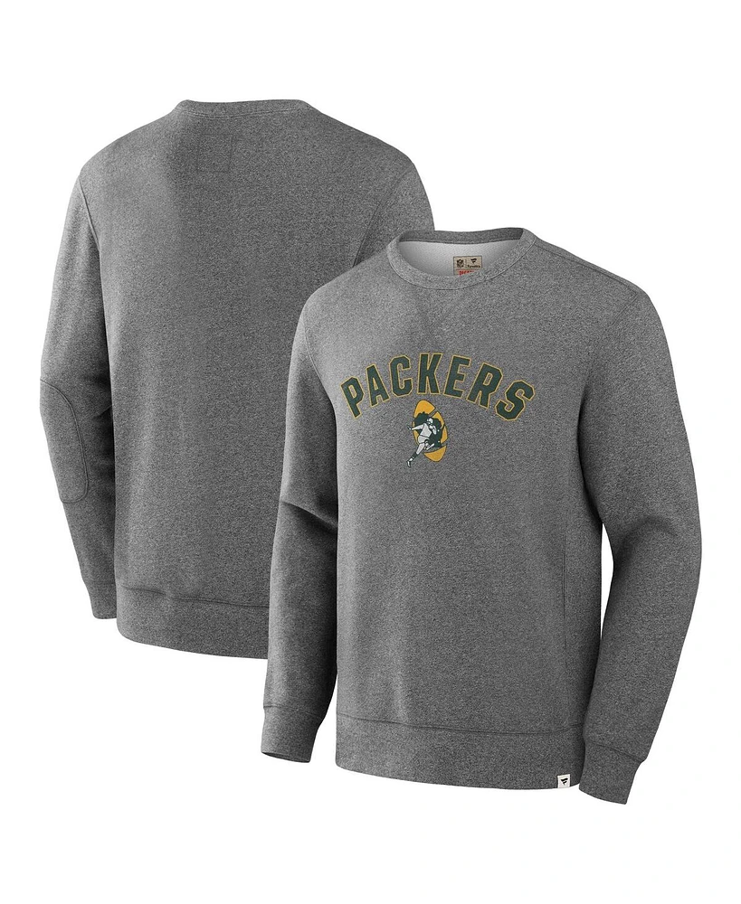 Fanatics Men's Heather Gray Green Bay Packers Loop Terry Pullover Sweatshirt