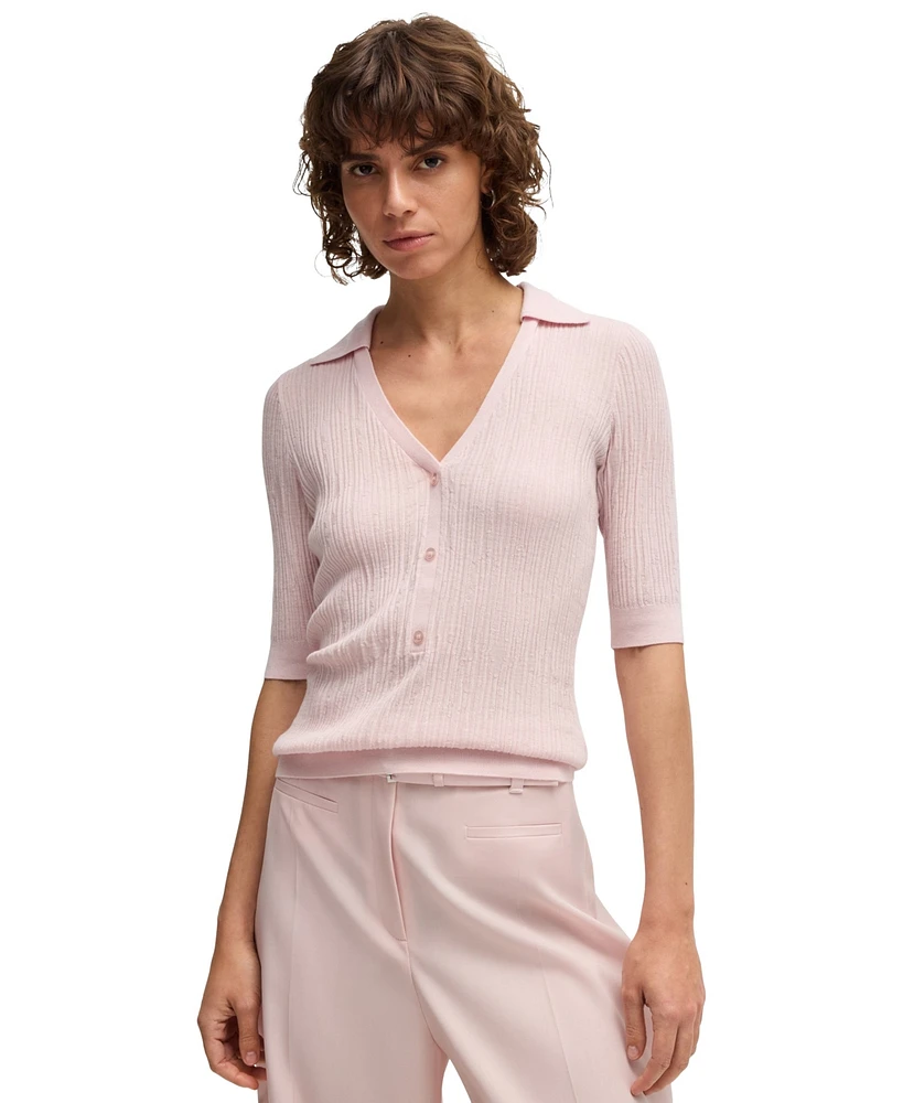 Boss by Hugo Women's V-Neck Short-Sleeve Sweater