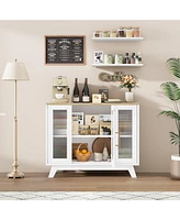 gaomon Buffet Storage Cabinet with Fluted Glass Door