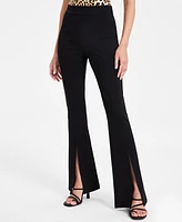 Bar Iii Women's High-Rise Slit-Flare-Leg Ponte Pants, Exclusively at Macy's