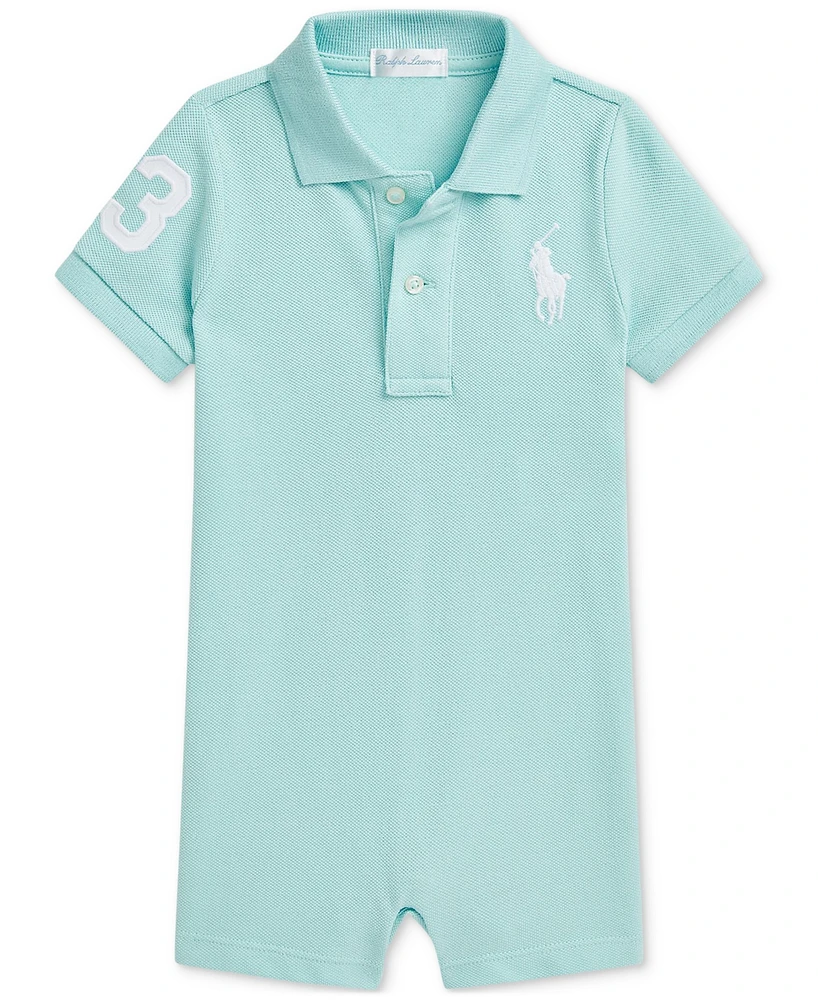 Polo Ralph Lauren Baby Boys Big Pony Cotton Mesh Shortall