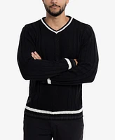 X-Ray Men's Cable Knit Tipped V-Neck Sweater
