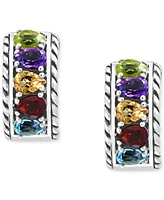 Effy Multi-Gemstone Small Huggie Hoop Earrings (1-7/8 ct. t.w.) in Sterling Silver