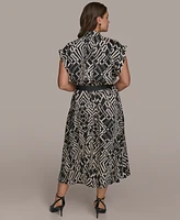 Donna Karan New York Plus Belted A-Line Midi Dress