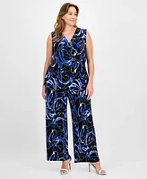 Anne Klein Plus Printed Surplice-Neck Sleeveless Top