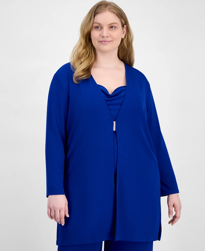 Anne Klein Plus Size Textured Knit Cardigan