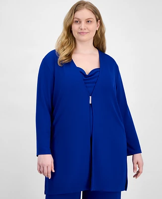 Anne Klein Plus Size Textured Knit Cardigan