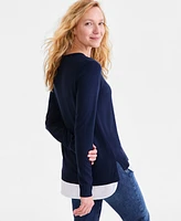 Style & Co Women's Split-Neck Two-For-One Sweater, Exclusively art Macy's