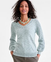 Style & Co Petite Space-Dye V-Neck Sweater, Exclusively at Macy's