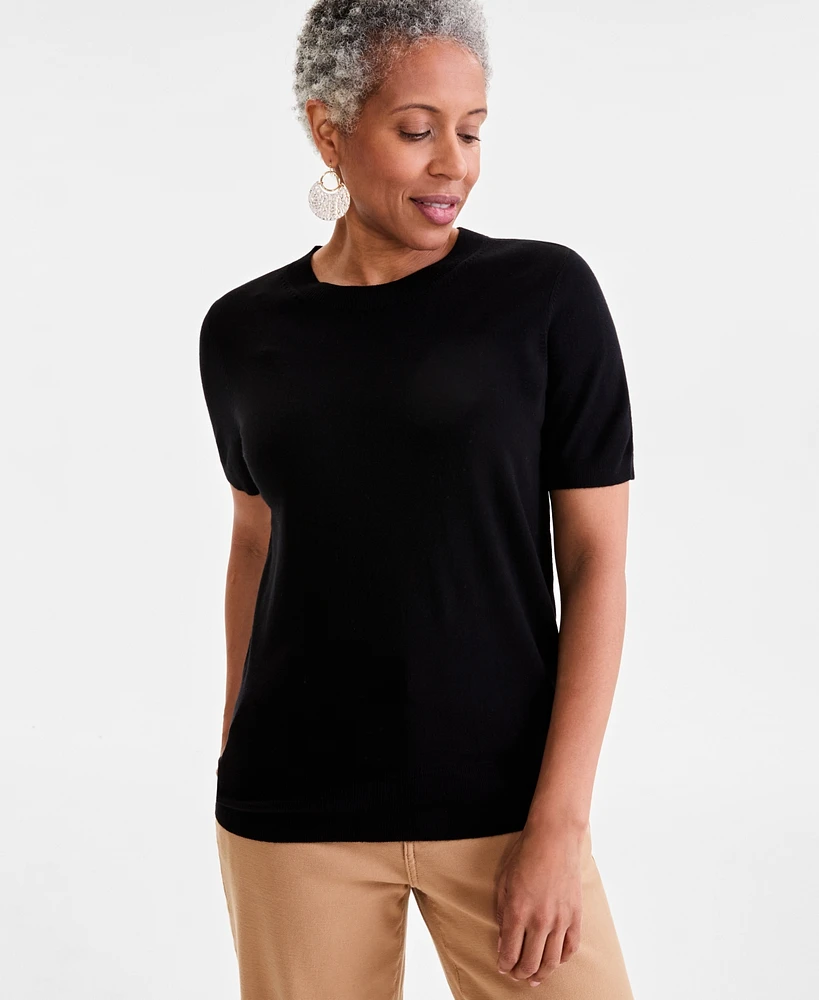 Style & Co Women's Crew-Neck Short-Sleeve Sweater, Exclusively at Macy's