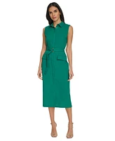 Calvin Klein Women's Belted Button-Front Sheath Dress