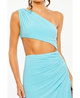 Women's Cut Out One Shoulder Ruched Back Gown