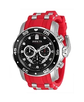 Invicta Men's 34009 Pro Diver Quartz Chronograph Black, Silver, Red Dial Watch