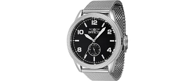 Invicta Men's 47134 Vintage Quartz 3 Hand Black Dial Watch