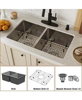 Casainc 31inch L x 18inch W Double Basin Undermount Kitchen Sink