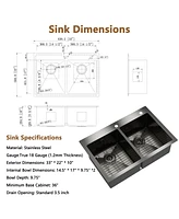 Casainc 33inch L Double Bowl Stainless Steel Drop-in Kitchen Sink