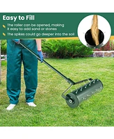 Mecale 21 Inch Manual Lawn Aerator with Detachable Handle Filled with Sand or Stone