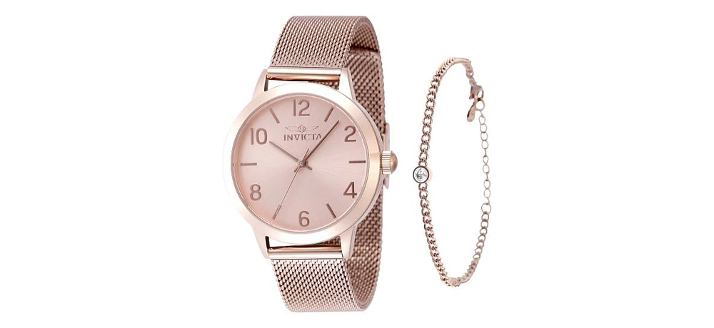 Invicta Women's 48331 Wildflower Quartz 3 Hand Rose Gold Dial Watch