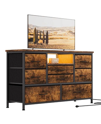 gaomon Tv Stand Dresser for Bedroom with 8 Fabric Drawer & Power Outlet