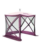 Clam Quick-Set Traveler 6x6 Ft Portable Outdoor 4 Sided Canopy Shelter, Plum