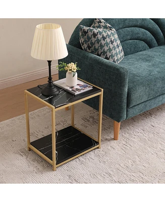 Kings Brand Furniture Lily Side End Table Nightstand with Shelf - Modern & Stylish Bedside Table with Storage Shelf