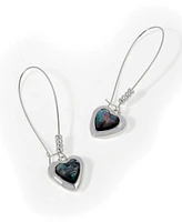 Robert Lee Morris Soho Faux Stone Abalone Gem Heart Dangle Earrings