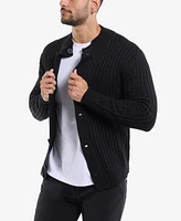 X-Ray Men's Button Up Stand Collar Ribbed Knit Cardigan Sweater