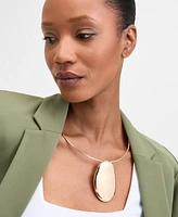 I.n.c. International Concepts Gold-Tone Sculptural Disc Structured Pendant Necklace, 16" + 3" extender, Exclusively at Macy's