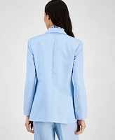 Anne Klein Women's Linen Blend Notch-Lapel Button-Front Blazer
