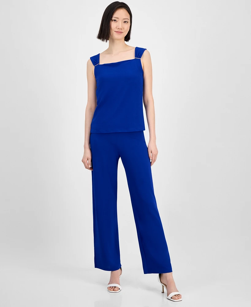 Anne Klein Petite Pull-On High-Rise Wide-Leg Pants