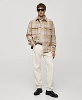 Mango Men's Slim-Fit Checked Flannel Wool-Blend Overshirt