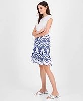 Anne Klein Women's Cotton Eyelet Scallop-Hem Skirt
