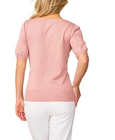 Melissa Paige Women's Scalloped Short-Sleeve Sweater