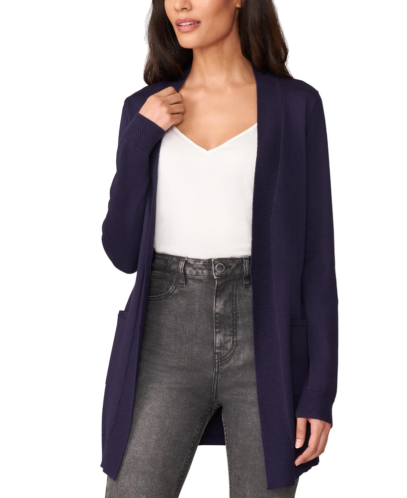 Melissa Paige Women's Cable-Trim Open-Front Long Cardigan