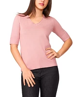 Melissa Paige Women's Rolled V-Neck Elbow-Sleeve Sweater, Regular & Petite