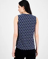 Anne Klein Women's Printed Sleeveless V-Neck Shell Top