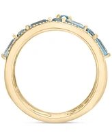 London Blue Topaz (1-3/8 ct.t.w.) & Diamond (1/10 ct. t.w.) Multirow Statement Ring in 14k Gold-Plated Sterling Silver