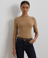 Lauren Ralph Petite Stretch Cotton Boatneck Tee