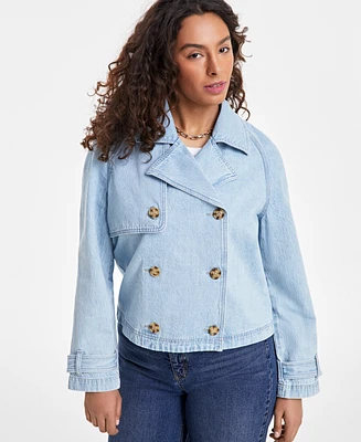 On 34th Women's Cropped Denim Trench Jacket, Exclusively at Macy's